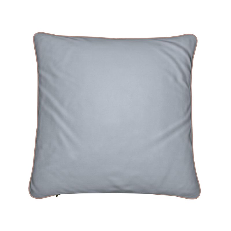 Decorative artistic cushion for your space featuring a woman's portrait and nature-themed design with muted pinks and light gray , by NOE MI
