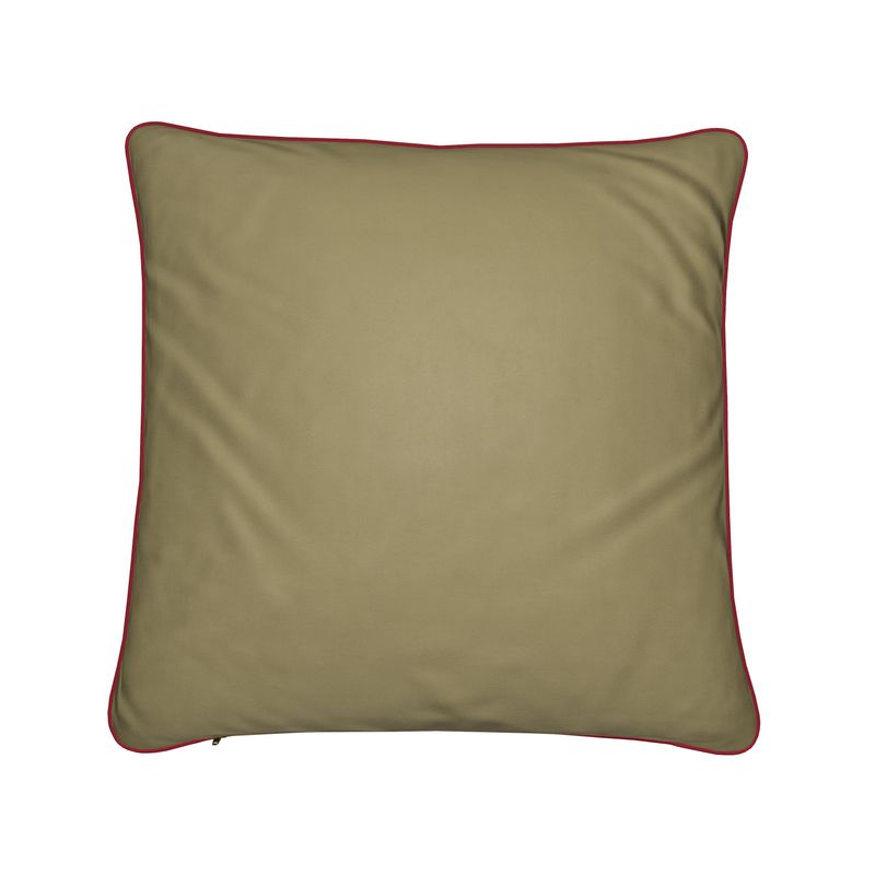 NOE MI Lunar Empress velvet cushion, terracotta and gold with ivory details, featuring celestial goddess and moon artwork, luxury décor piece for global interiors. Back side