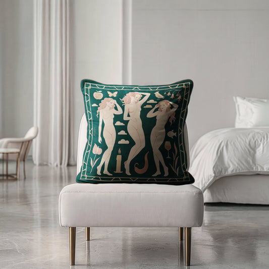 Luxury decorative cushion by NOE MI, soft velvet pillow with art-inspired print, elegant home accessory for international design lovers.