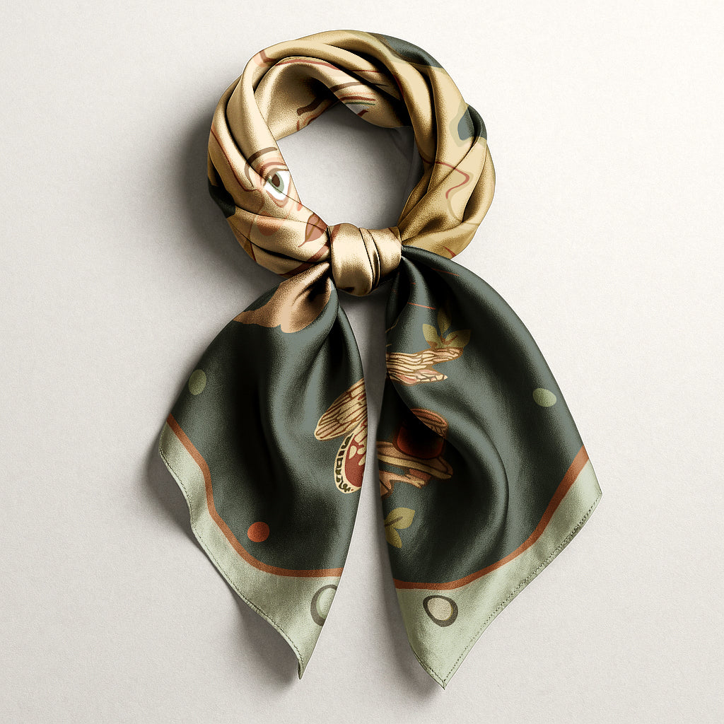 Decorative silk twill scarf with an artistic pattern by NOE MI