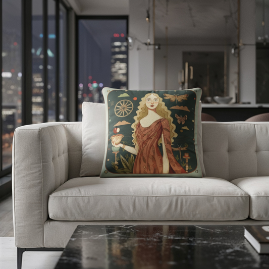 art-inspired decorative pillow offers both comfort and elegance. Its plush texture, crisp detailing, and full-edge piping make it a standout piece whether styled on your sofa, bed, or reading nook. designed by NOE MI