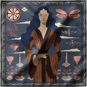 'Ginger Lace' Silk Scarf, Indigo