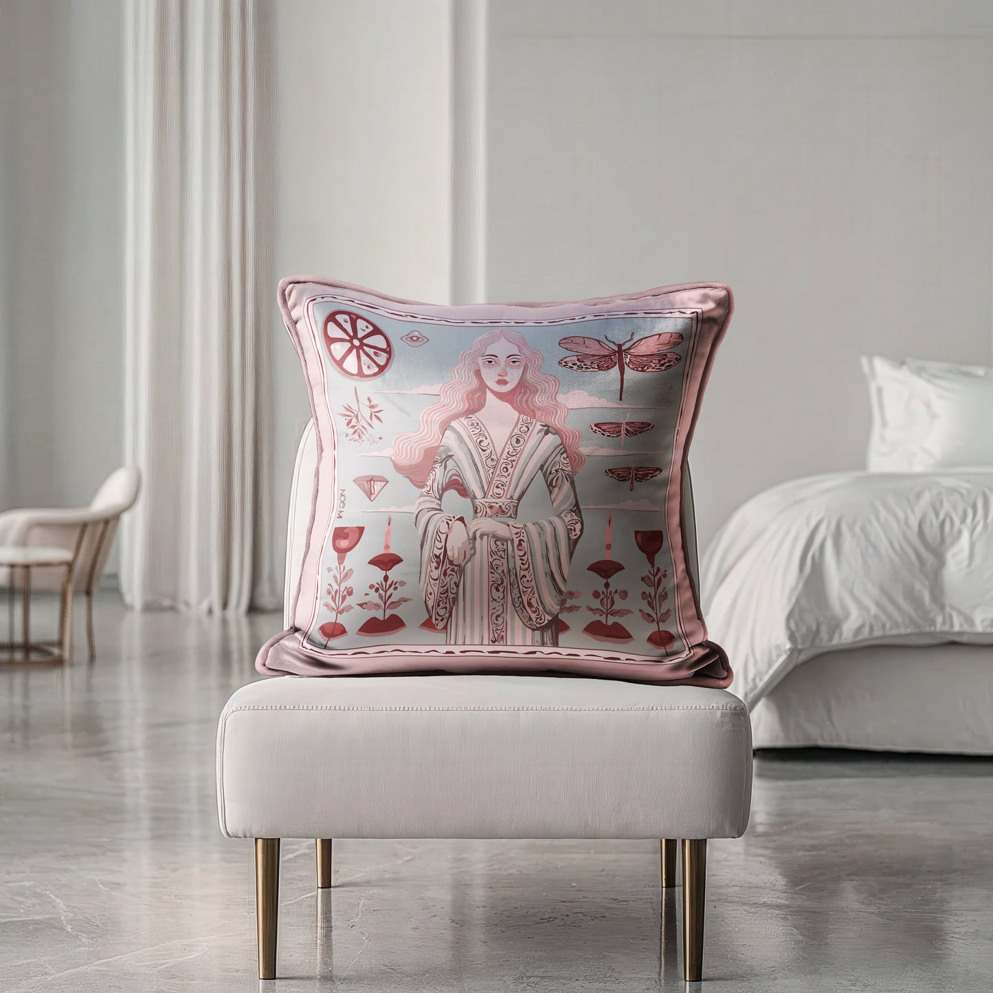 This luxurious cushion has a Soft-touch luxury velvet fabric with a smooth finish, Add softness with meaning, designed by NOE MI