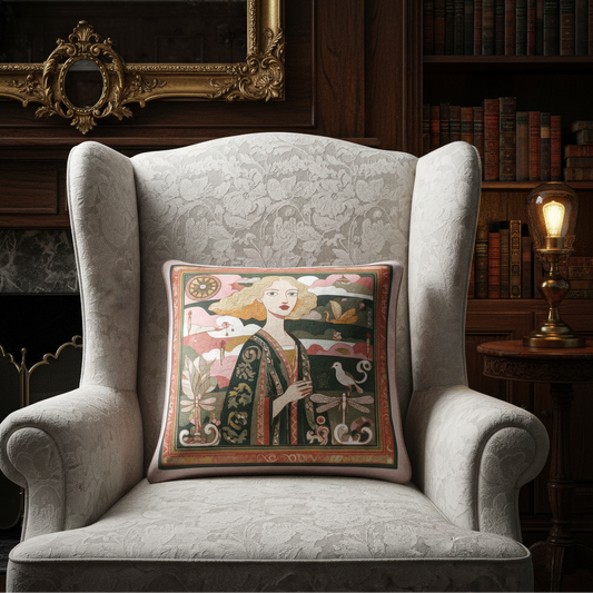 NOE MI velvet artistic cushion, a square decorative pillow with collectible art design, perfect for stylish interiors