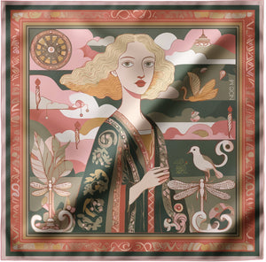 'Golden Threads' Silk Scarf, Peach