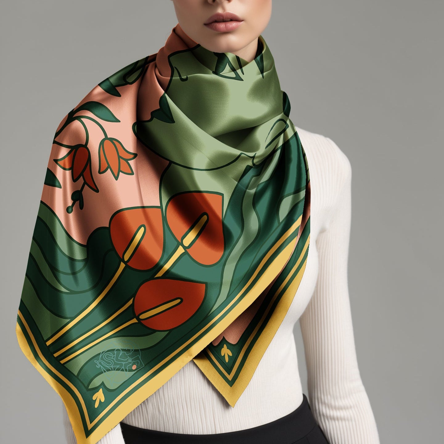 'Green Gaze' Silk scarf