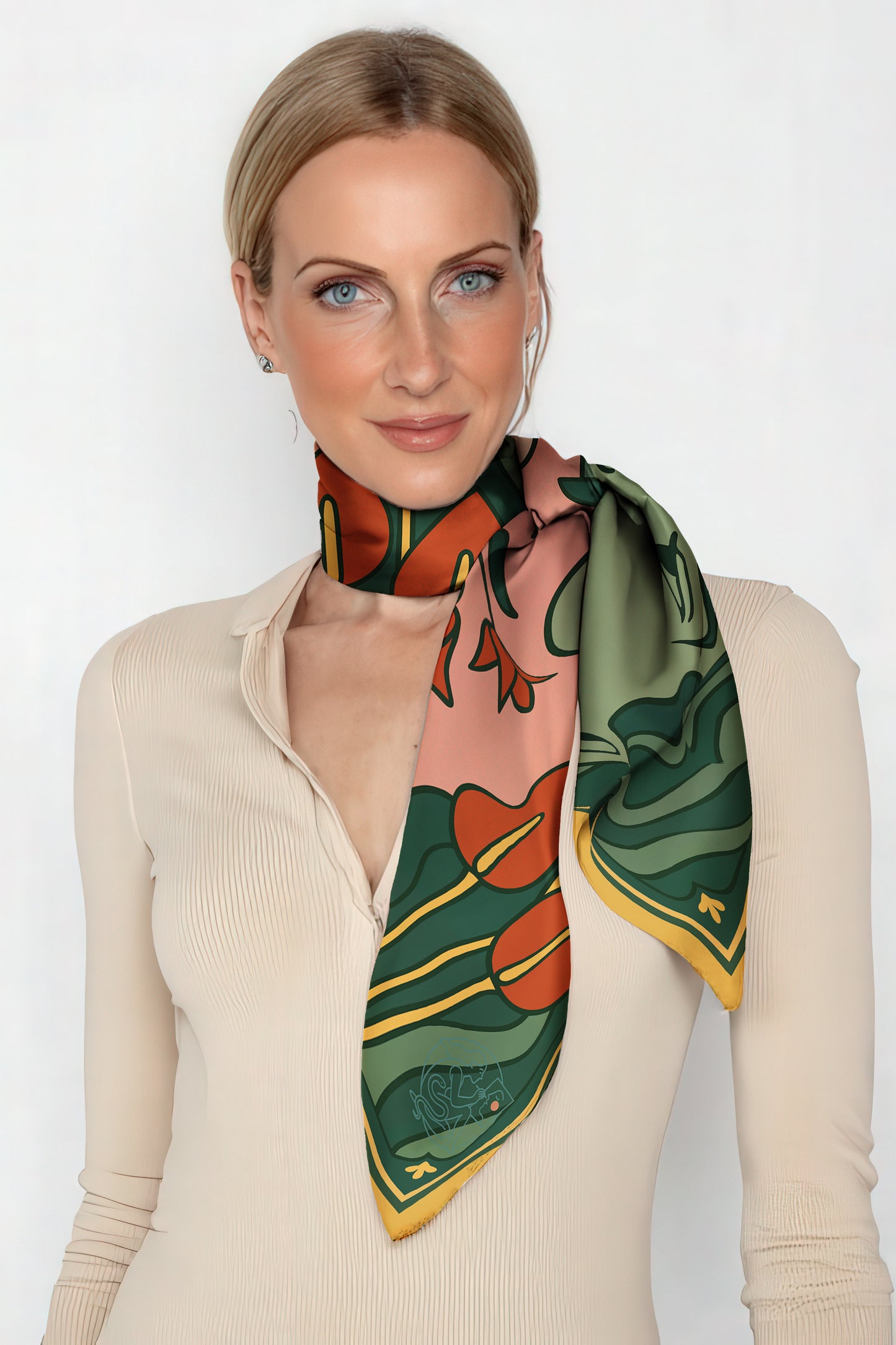 'Green Gaze' Silk scarf