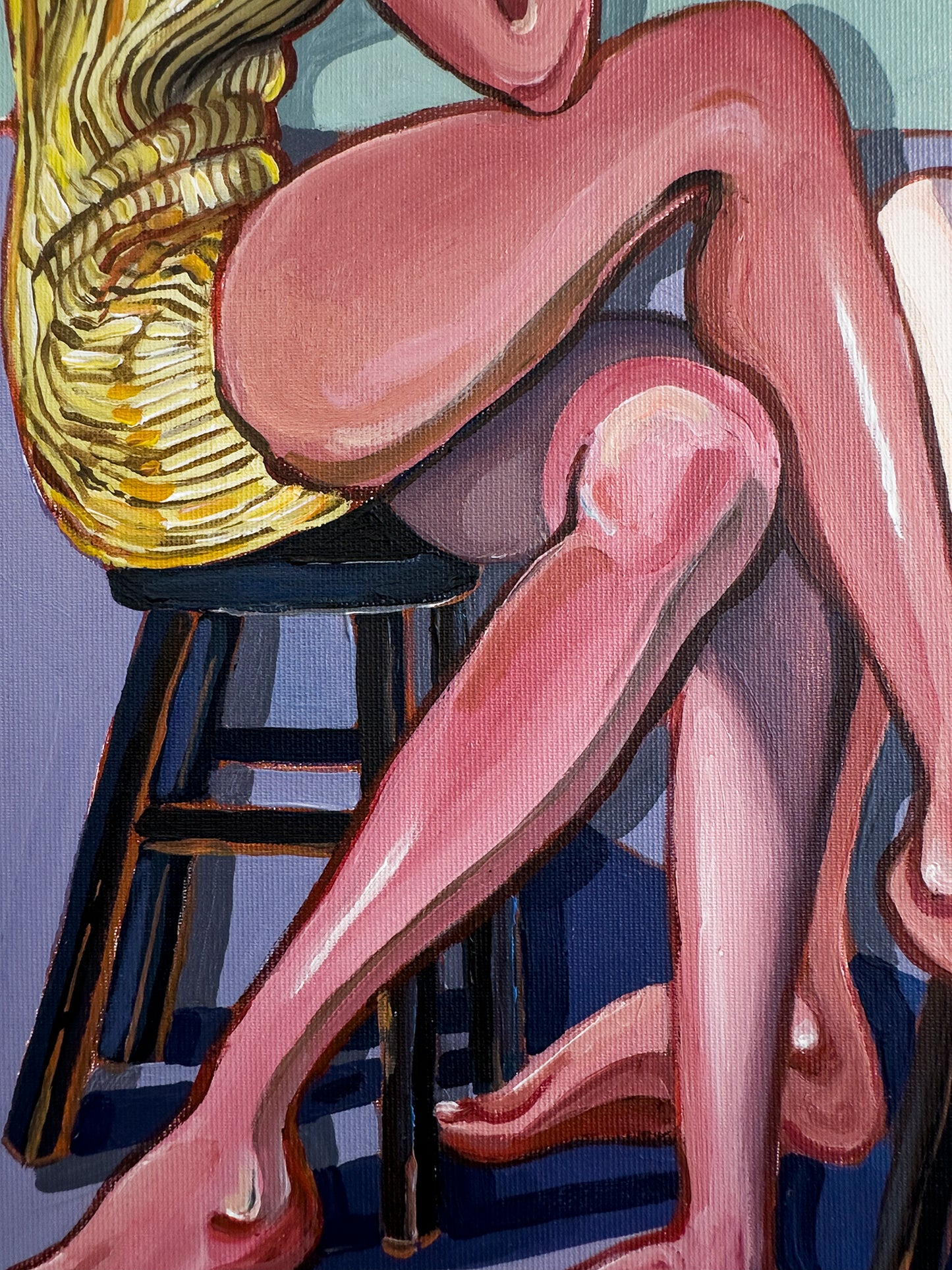 Contemporary figurative art by Israeli artist Noemi Safir titled Our Little Secret, exploring women, silence, emotional pressure, symbolic body language, and personal resonance.