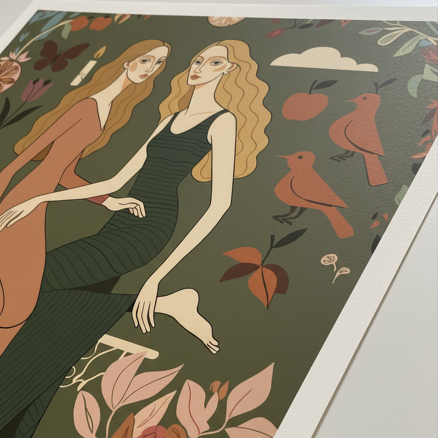 NOE MI’s “Olive Fantasy” print – a museum-quality artwork that celebrates sisterhood, softness, and the surreal.