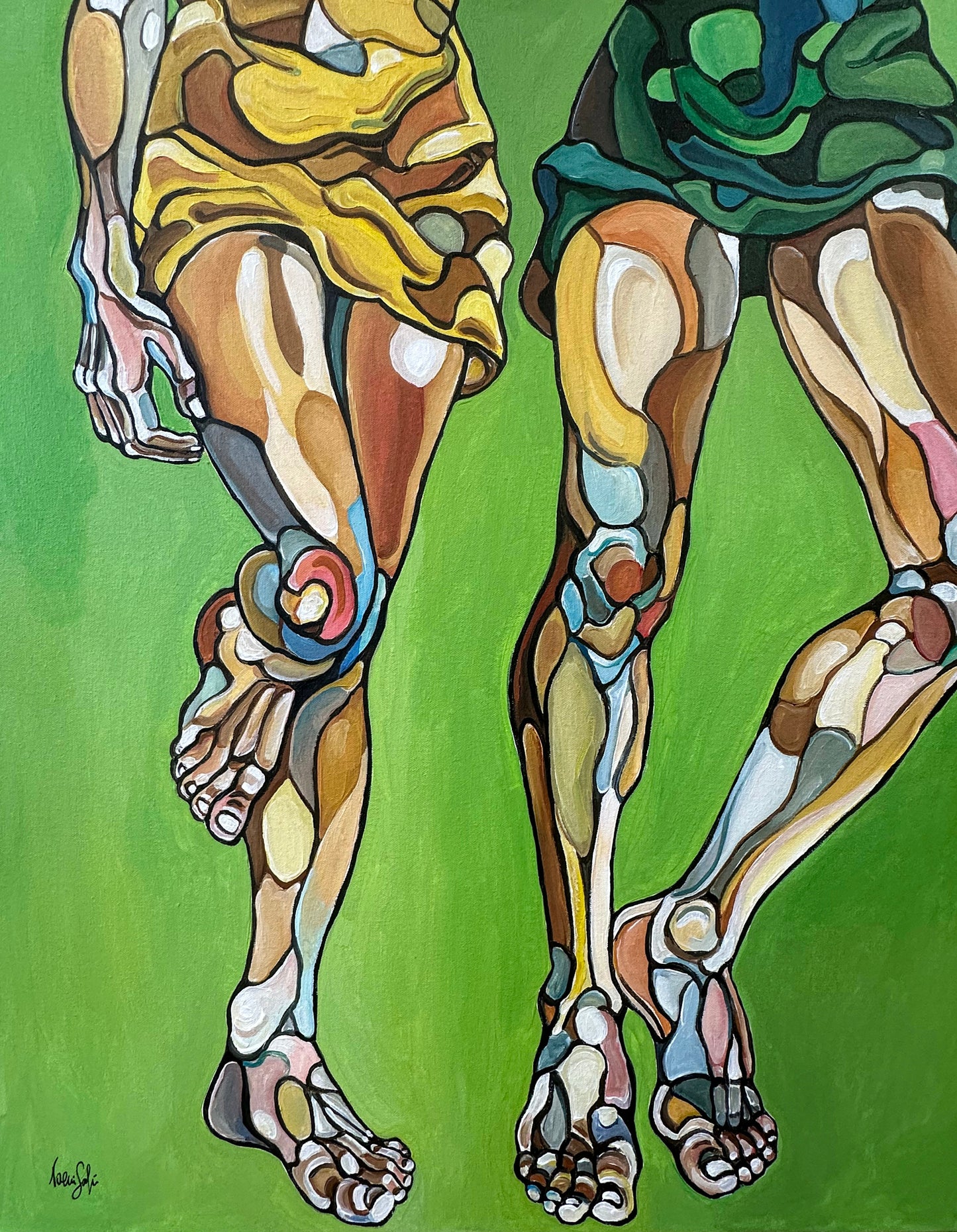 Noemi Safir Silent Promise large original painting, a highly collectible contemporary figurative artwork featuring three women in a powerful composition of female solidarity, symbolic presence, and beauty with meaning.