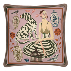 'Quiet Control' Square Cushion, Umber