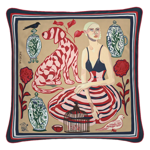 'Quiet Control' Square Cushion, Riviera