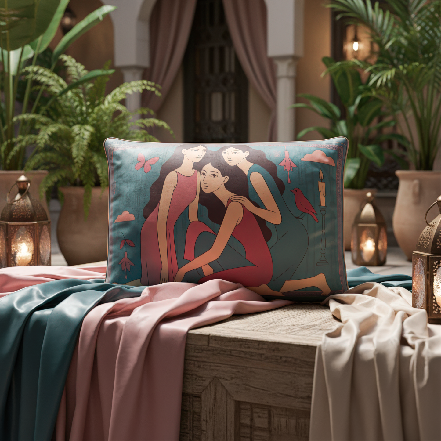 Decorative pillow with artistic design print. For your luxurious space. By NOE MI