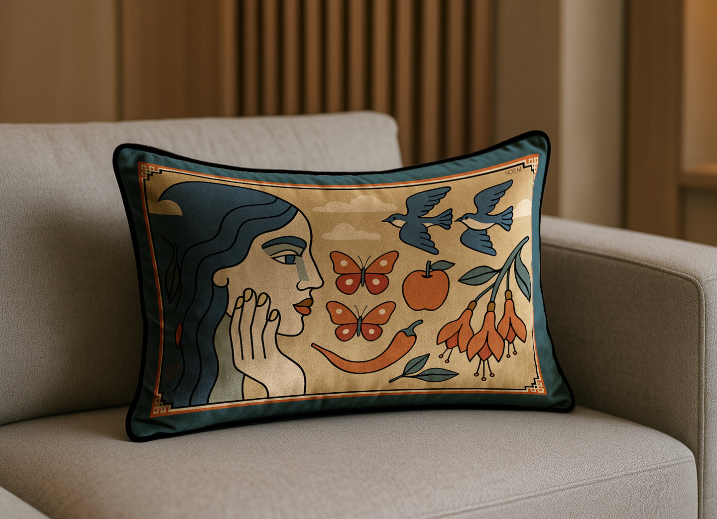 'Spicy Kiss' Rectangular cushion