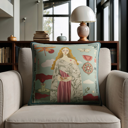 High-quality velvet cushion for living room décor with original art print designed by NOE MI