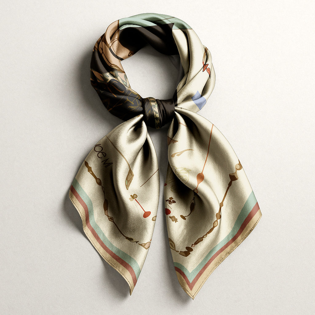 Decorative silk scarf with an artistic pattern Noe mi brand by NOE MI