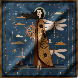 'The Navigator', silk scarf, Royal