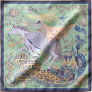 'The Blue Rider', Silk Scarf, Mint