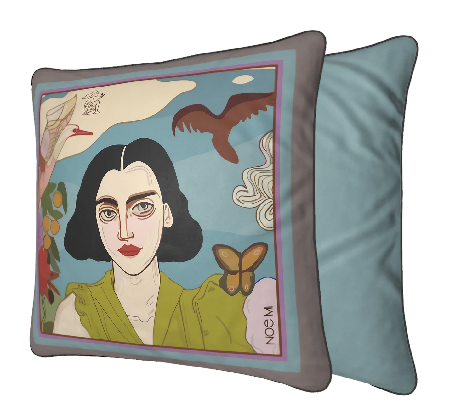 High-end square cushion showing strength, elegance, and untamed grace. Designed by NOE MI couture brand