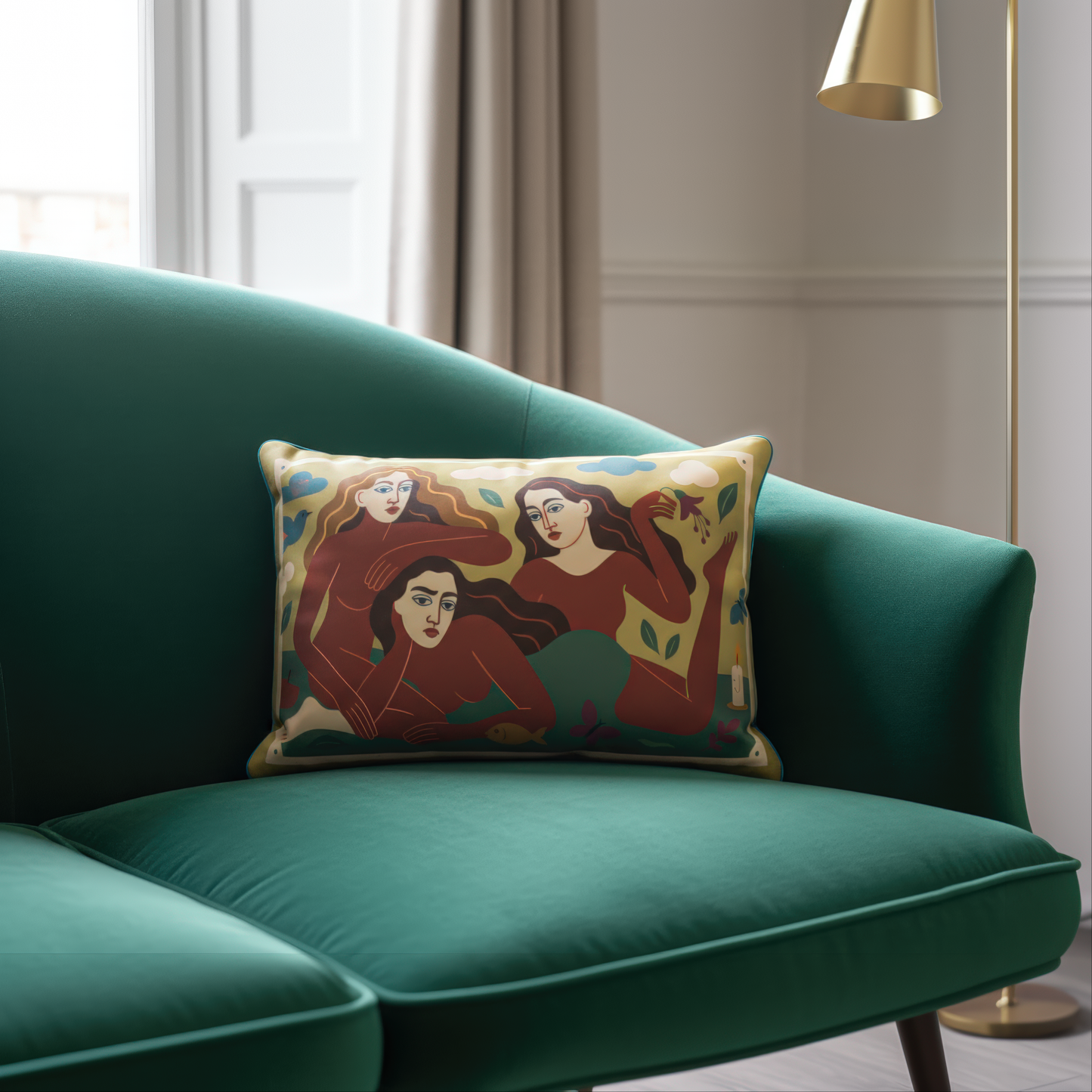 High-end rectangular cushion by NOE MI, featuring timeless colors, passion, and an empowering female intimacy, for interiors that feel from the heart.