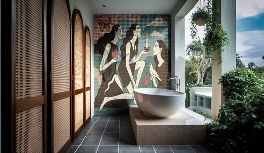 Custom mosaic wall art by NOE MI inspired by Noemi Safir paintings for spaces that need a soul.