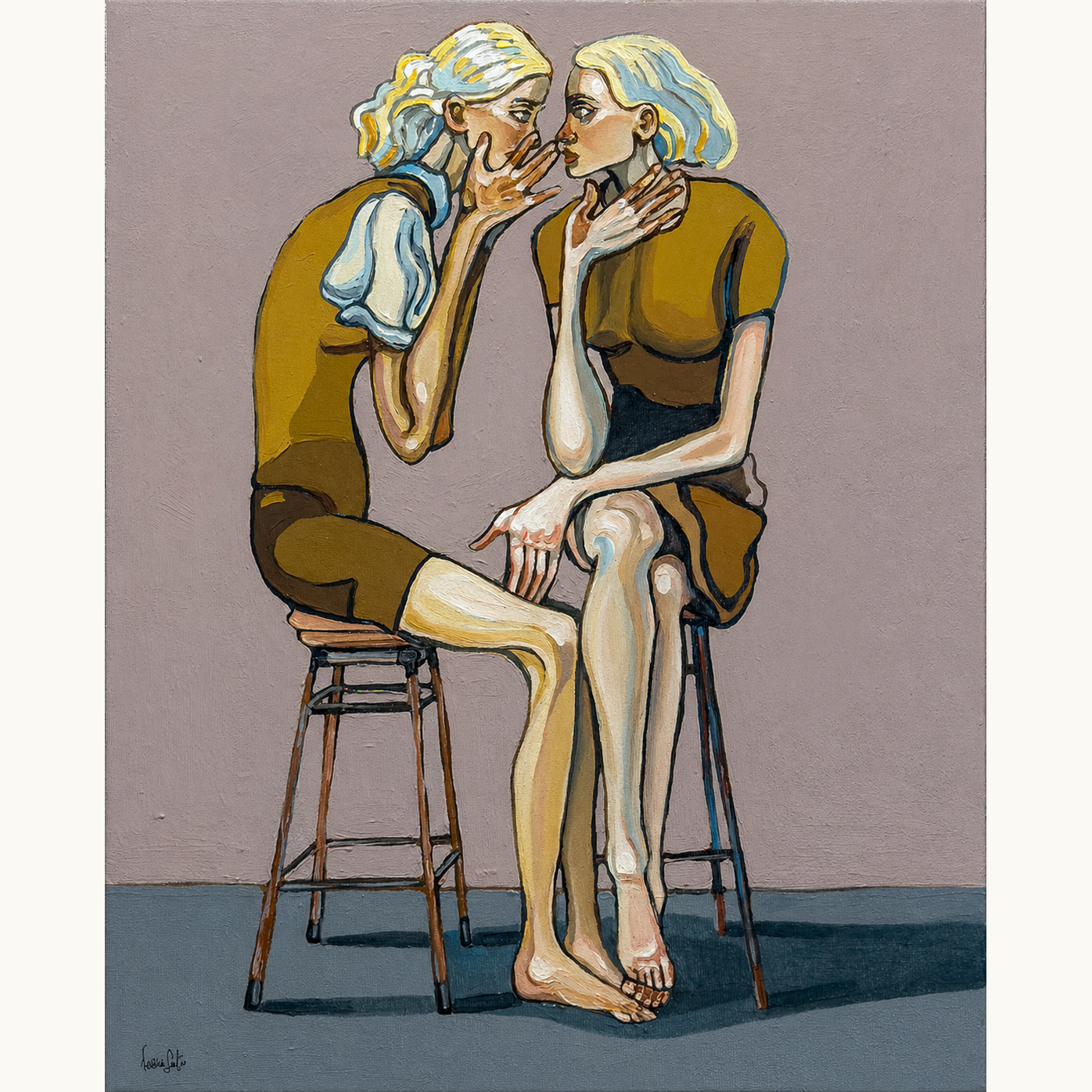 Noemi Safir Layers That Left Their Mark original acrylic painting on canvas, a highly collectible contemporary figurative artwork about women, emotional memory, psychological pressure, and beauty with meaning.