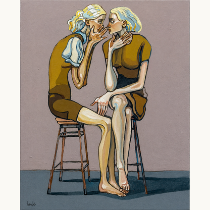 Noemi Safir Layers That Left Their Mark original acrylic painting on canvas, a highly collectible contemporary figurative artwork about women, emotional memory, psychological pressure, and beauty with meaning.