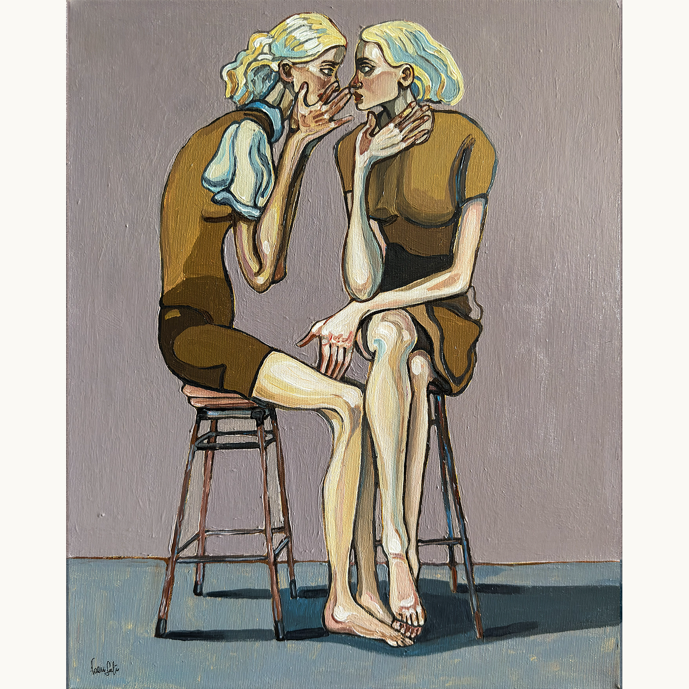 Noemi Safir Layers That Left Their Mark original acrylic painting on canvas, a highly collectible contemporary figurative artwork about women, emotional memory, psychological pressure, and beauty with meaning.