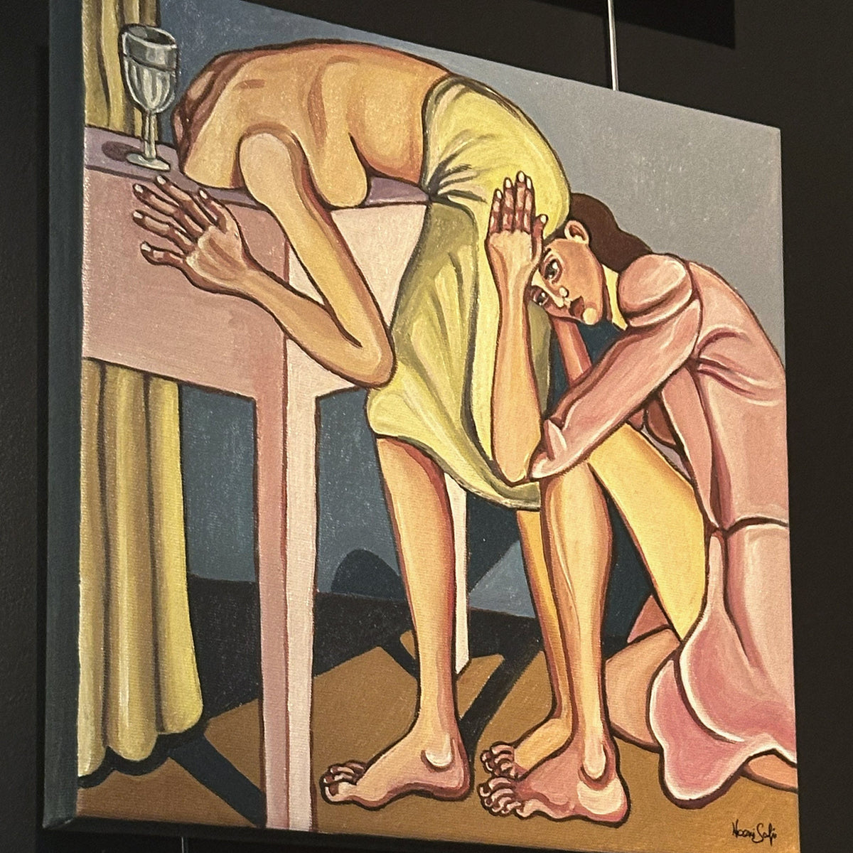 I’ve Got You. Now Hold Still is a symbolic figurative painting about being held until remaining small and still begins to feel natural.