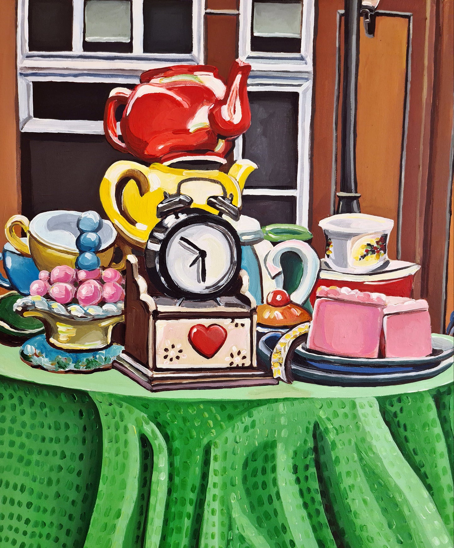 Contemporary figurative art by Israeli artist Noemi Safir titled The Mad Hatter, created for collectors drawn to women in art, theatrical painting, fantasy, and beauty with meaning.