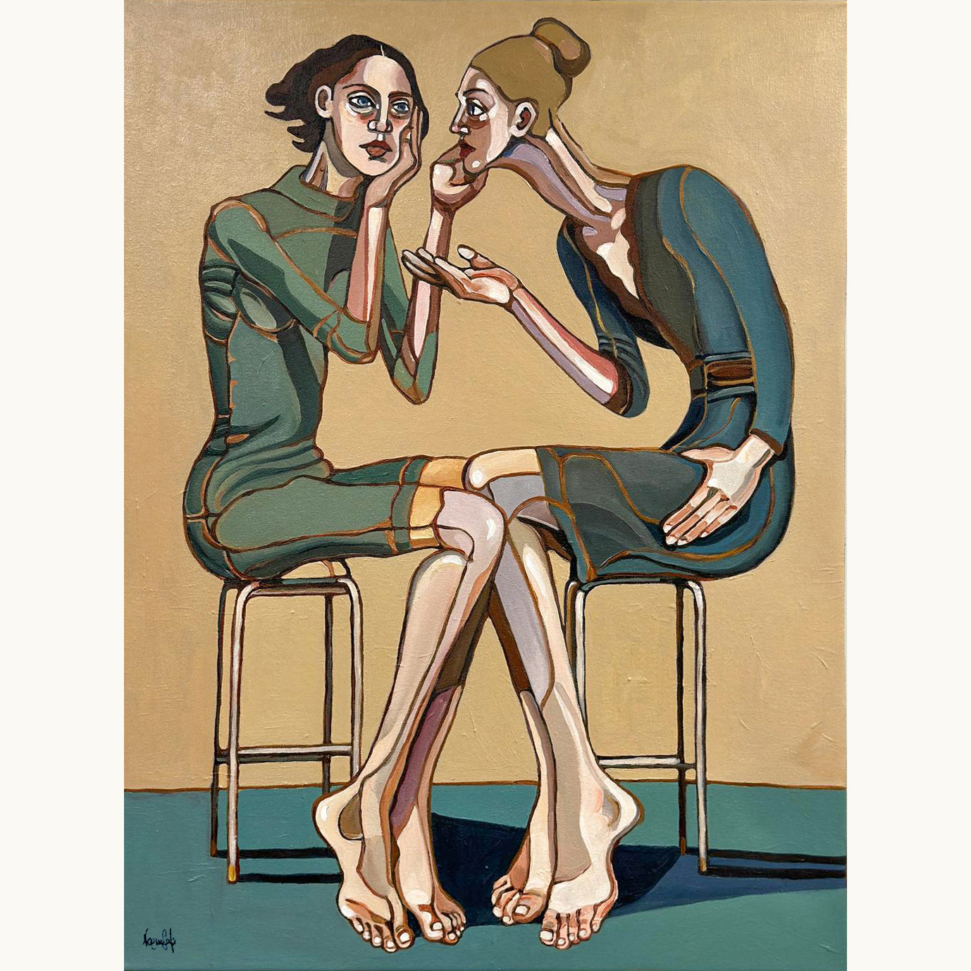 Noemi Safir How Right Do I Have to Be original acrylic painting on canvas, a highly collectible contemporary figurative artwork about women, emotional pressure, persuasion, dependency, and beauty with meaning.