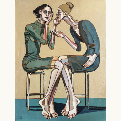 Noemi Safir How Right Do I Have to Be original acrylic painting on canvas, a highly collectible contemporary figurative artwork about women, emotional pressure, persuasion, dependency, and beauty with meaning.