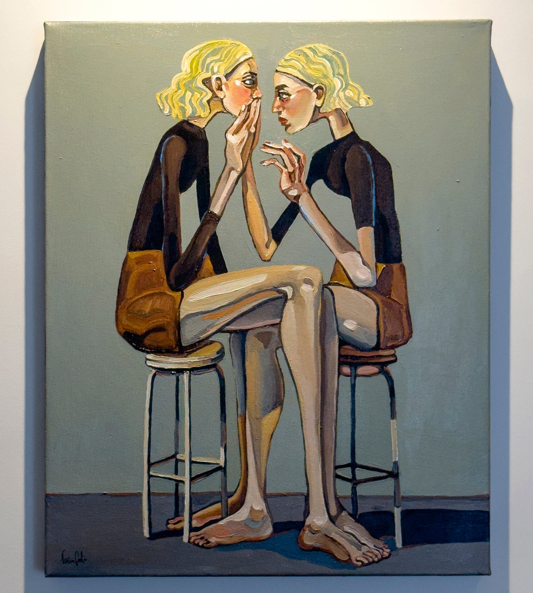 Noemi Safir women painting Pleasing Again, exploring the moment when a woman softens herself, holds back her truth, and becomes quieter to keep the relationship intact.