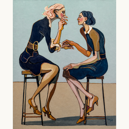 Noemi Safir Staying Without Being Swallowed original acrylic painting on canvas, a highly collectible contemporary figurative artwork about women, emotional boundaries, intimacy, self preservation, and beauty with meaning.