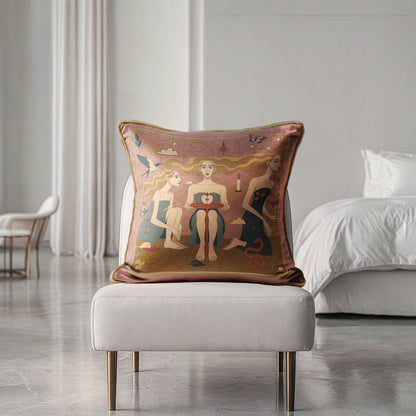 Luxury velvet cushion with original art print – designer pillow USA by NOE MI