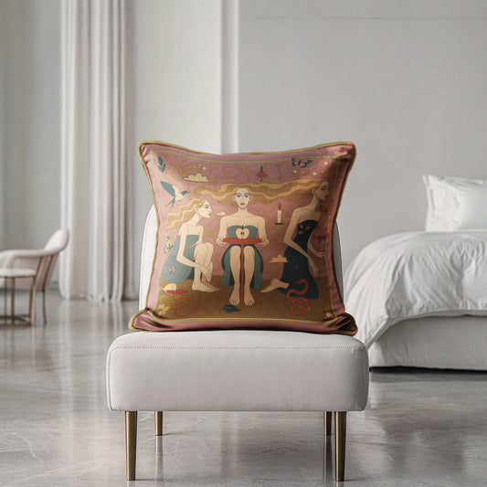 Luxury velvet cushion with original art print – designer pillow USA by NOE MI