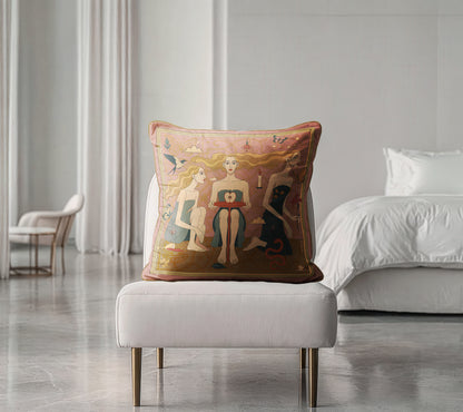 Luxury velvet cushion with original art print – designer pillow USA by NOE MI