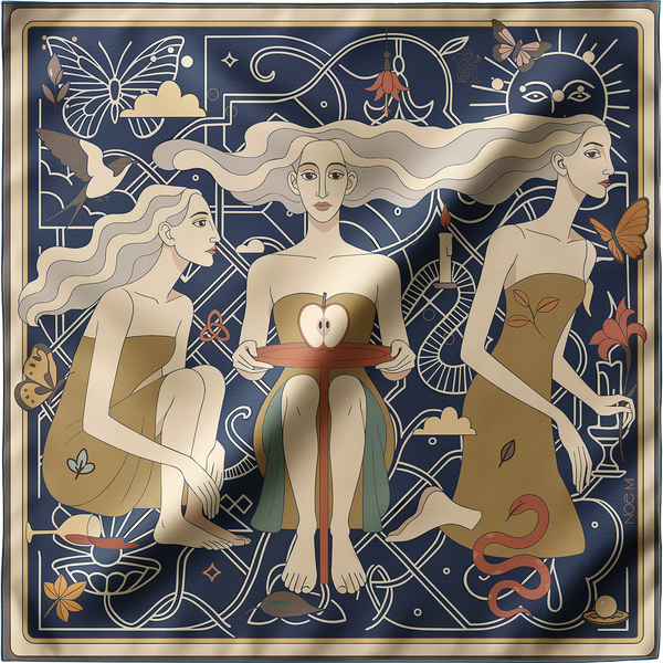 'Apple Affair' Silk Scarf, Sapphire