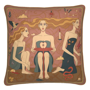 'Apple Afair' Square Cushion, Terracotta