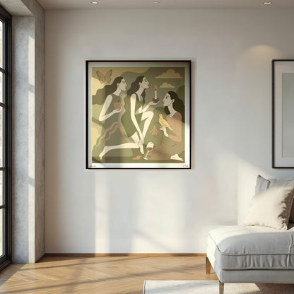'Between flame and light Noir' Print