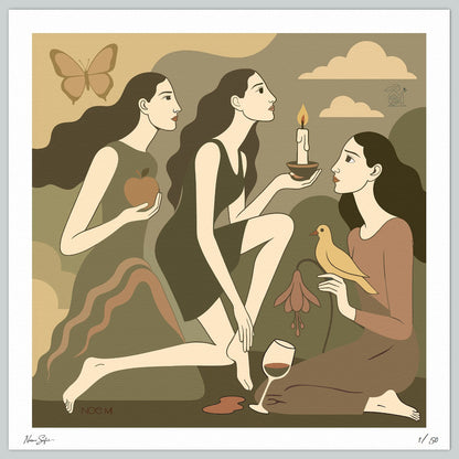 'Between flame and light Noir' Print