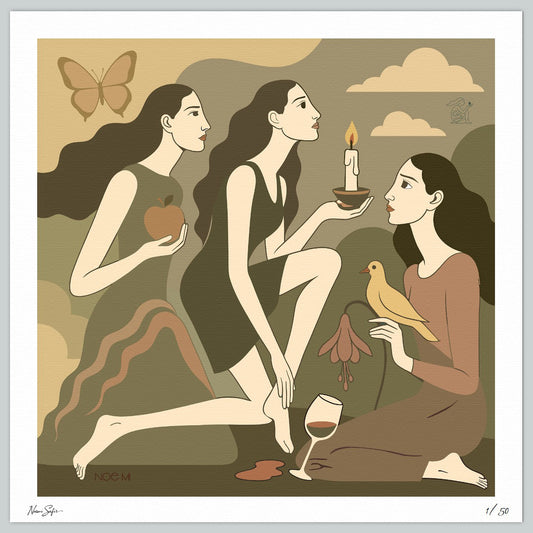 'Between flame and light Noir' Print
