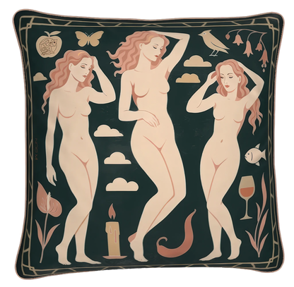 Designer velvet pillow by NOE MI, high-end cushion with unique print, collectible home décor piece.