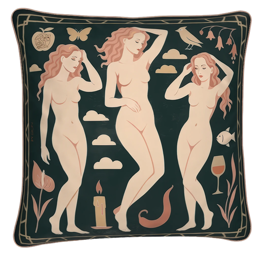 Designer velvet pillow by NOE MI, high-end cushion with unique print, collectible home décor piece.