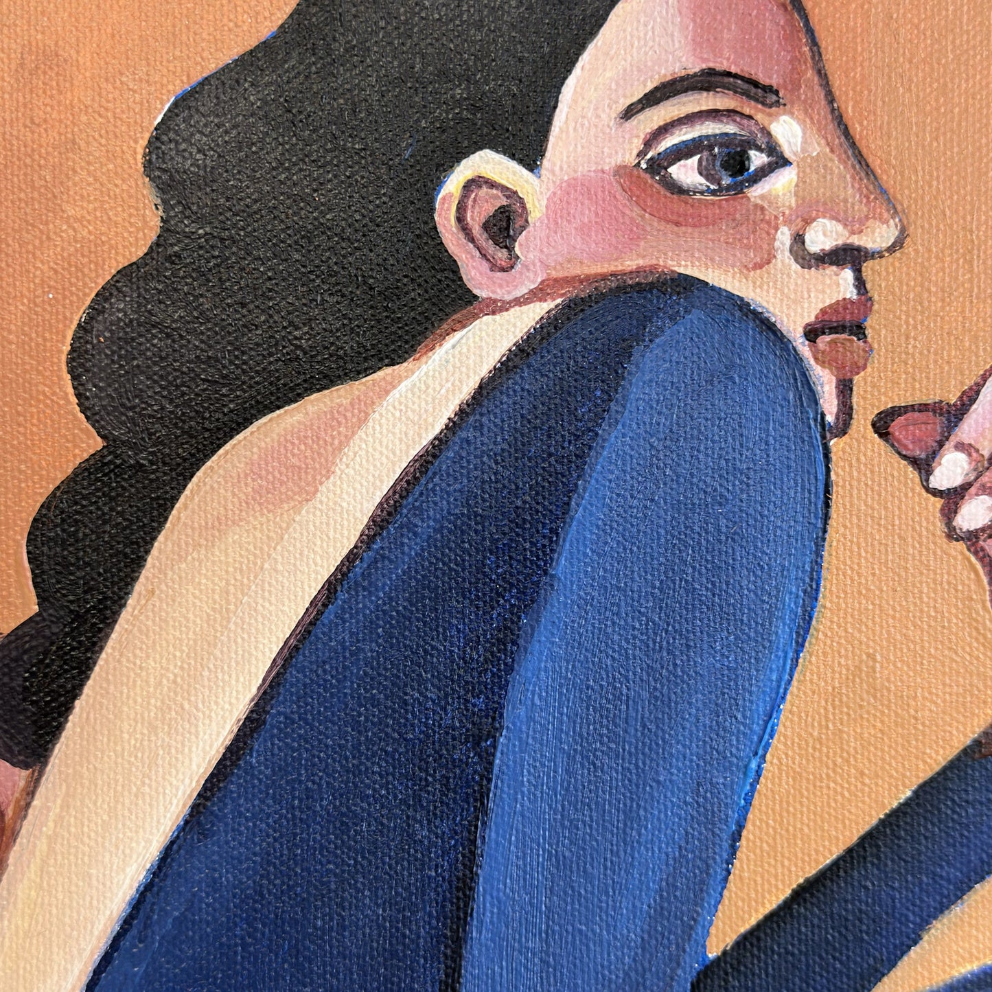 Body Negotiation is a highly collectible original painting by Noemi Safir from Drama Looks Good on Us, a contemporary figurative series about women and emotional complexity.