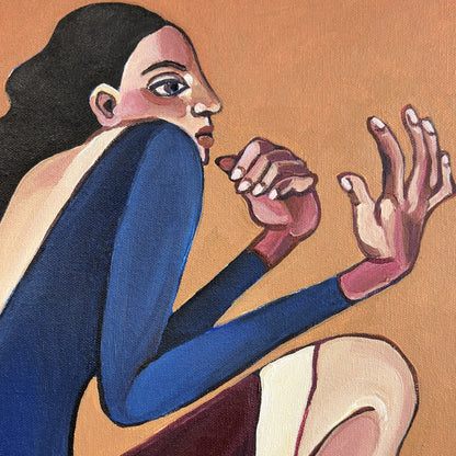 Highly collectible contemporary figurative artwork by Noemi Safir exploring body language, emotional negotiation and the complexity of female relationships.