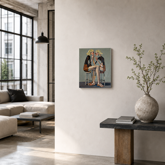 Contemporary figurative art by artist Noemi Safir titled Pleasing Again, created for collectors drawn to emotional storytelling, women in art, and beauty with meaning.