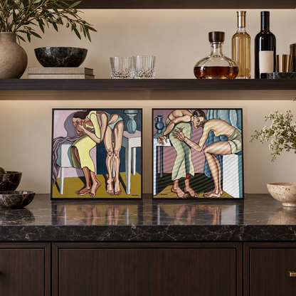 I Made Room for You is a symbolic figurative painting about making space for another person until adjustment becomes instinct.