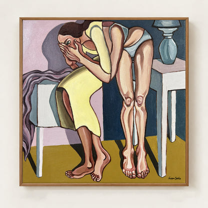 I Can’t Tell Where You End by Noemi Safir is an original 35 × 35 cm contemporary figurative painting from the My Body Remembers You series.