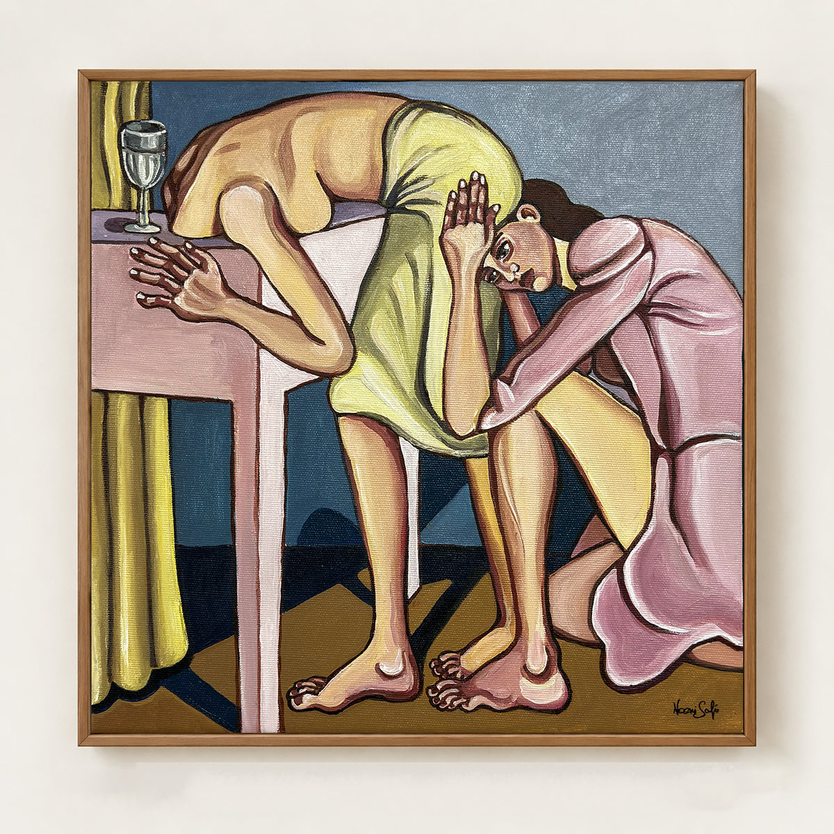 I’ve Got You. Now Hold Still by Noemi Safir is an original 35 × 35 cm contemporary figurative painting from the My Body Remembers You series.